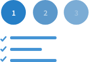 1 2 3 - circles with numbers and dashes with ticks