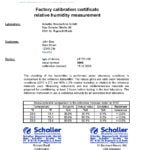 Factory calibration certificate humidity