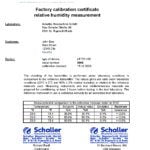 Humedad del certificado de calibración de fábrica