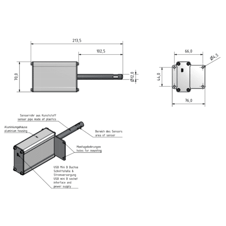 LF-TD-U Transmisor de temperatura de humedad digital USB