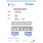Factory calibration certificate material moisture